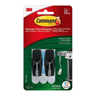 Command Outdoor Hook 17065S-AWES Medium Steel Wire, Pack of 2