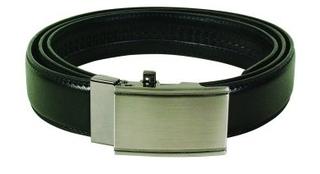 Leather Belt Men's Black with Silver Buckle (120cm)