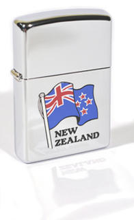 Zippo Chrome High Polish New Zealand Flag (Engraved)
