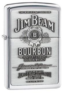 Zippo Jim Beam Full Label Pewter Chip High Polish Chrome