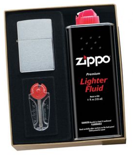 Zippo Brushed Chrome Gift Pack