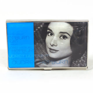 Card Holder High Polish Chrome Metal Audrey Hepburn Image
