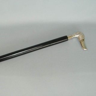 Walking Stick (One Piece) - Silver Dog Handle With Black Shaft (930mm Long)