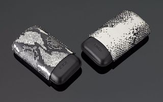 Snake Skin Print Leather Cigar Case (3 Sticks) - White on Black