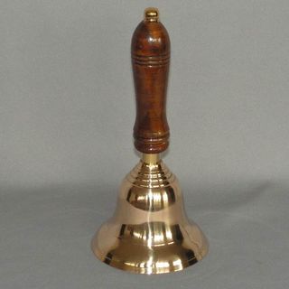 Wooden Handled Brass Bell (10 cm Diameter)