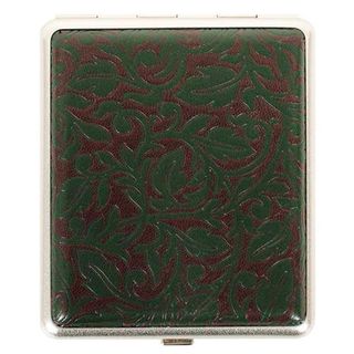 Cigarette Case Metal - Large Medium Size - Arizona Brown/Green Embossed Leatherette Finish