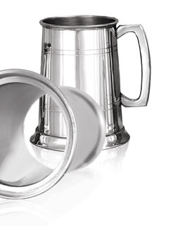 English Pewter 2-Line Glass Base Mug