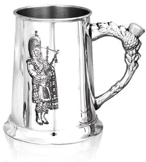 English Pewter Scottish Piper Tankard