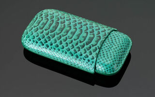 Siglo Snake Print Leather Cigar Case 3s - Green