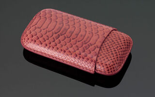 Siglo Snake Print Leather Cigar Case 3s - Red