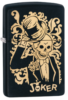 Zippo Lighter - Black Matte - Joker Design