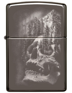 Zippo Lighter - Black  Ice - Skull Mountain