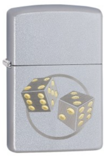 Zippo Lighter - Satin Chrome - 2 Dice