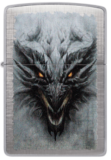 Zippo Lighter - Linen Weave - Dragon Design