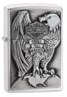 Zippo Lighter Brushed Chrome - Harley Davidson - Eagle on Globe