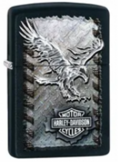 Zippo Lighter - Black Matte - Harley Davidson - Iron Eagle