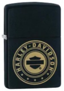 Zippo Lighter - Harley Davidson - Black Matte - Laser Design