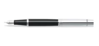 Sheaffer 300 9314 Glossy Black Fountain Pen with Chrome Cap and Chrome Trim - Fine Nib