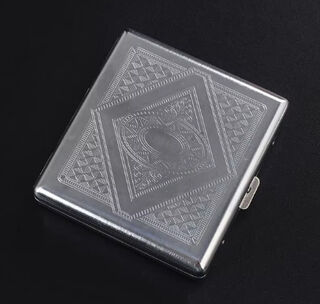 Cigarette Case Metal - Large Size - Engraved Pattern No. 13