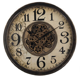 Wall Clock Moving Gears Two-Tone (65 cm Diameter) with Glass