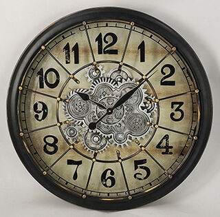 Wall Clock Black Bezel with Cream Face and Arabic Numerals (72 cm Diameter)