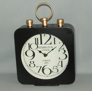 Table Clock - Black and White - Kensington Station - 26 cm High X 19 cm Wide