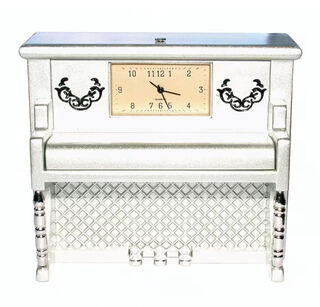 Upright Piano Clock in Matt Silver