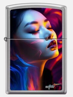 Zippo Lighter - Brushed Chrome - Mazzi Colourful Woman Design