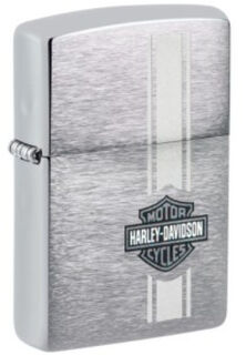 Zippo Lighter - Brushed Chrome - Harley Davidson - Logo Stripe