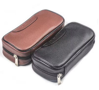 Tobacco and Pipe PU Leather Pouch - 2 Pipes