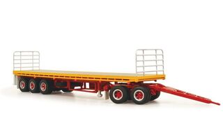 1/64 Flat Deck Freight Trailer - Yellow & Red
