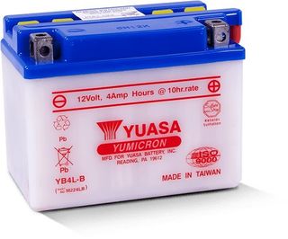 YB4L-B 12v YUASA YuMicron Motorcycle Battery with Acid Pack