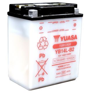 YB14L-B2 12v YUASA YuMicron Motorcycle Battery with Acid Pack