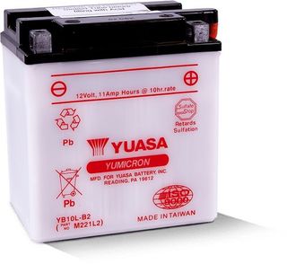 YB10L-B2 12v YUASA YuMicron Motorcycle Battery with Acid Pack