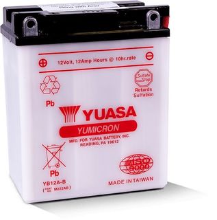 YB12A-B 12v YUASA YuMicron Motorcycle Battery with Acid Pack