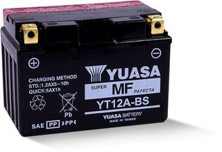 YT12A-BS 12v YUASA Maintenance Free Motorcycle Battery (FILLED + CHARGED)