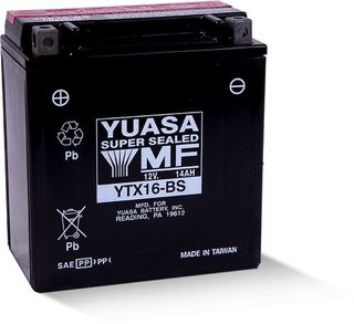 YTX16-BS 12v YUASA Maintenance Free Motorcycle Battery (FILLED + CHARGED)