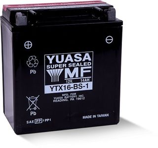 YTX16-BS-1 12v YUASA Maintenance Free Motorcycle Battery (FILLED + CHARGED)