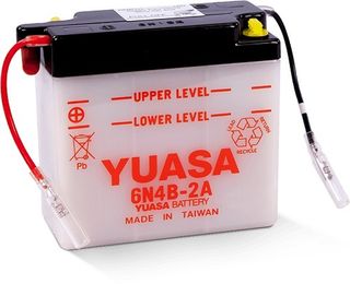 6N4B-2A 6v YUASA Motorcycle Battery with Acid Pack