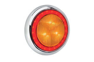 9-33 VOLT MODEL 43 LED REAR DIRECTION INDICATOR LAMP AMBER-CHROME WITH RED LED TAIL RING
