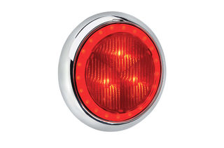 9-33 VOLT MODEL 43 LED REAR STOP LAMP RED-CHROME WITH RED LED TAIL RING