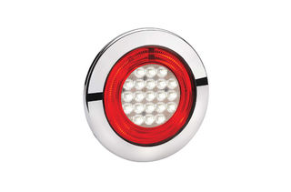 9-33 VOLT MODEL 56 LED REVERSE LAMP -WHITE WITH RED LED TAIL RING