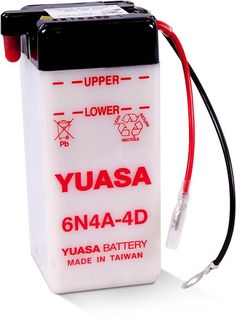 6N4A-4D 6v YUASA Motorcycle Battery with Acid Pack