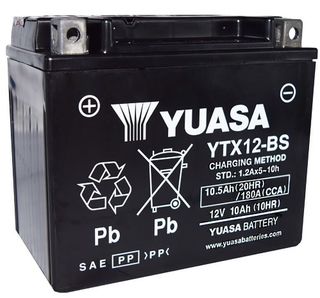 YTX12-BS 12v YUASA Motorcycle Battery (FILLED + CHARGED)