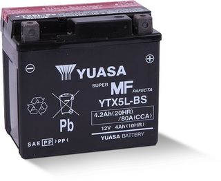 YTX5L-BS 12v YUASA Motorcycle Battery with Acid Pack