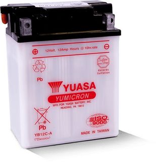 YB12C-A 12v YUASA YuMicron Motorcycle Battery with Acid Pack