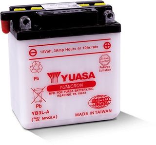 YB3L-A 12v YUASA YuMicron Motorcycle Battery with Acid Pack