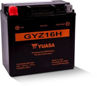 GYZ16H 12v YUASA HIGH PERFORMANCE Motorcycle Battery (FILLED + CHARGED)
