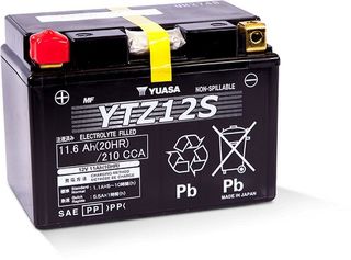 YTZ12S 12v YUASA HIGH PERFORMANCE AGM Motorcycle Battery (FILLED + CHARGED)