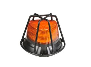 10-33 VOLT AEROTECH HD SHORT LED STROBE/ROTATOR WITH CAGE AMBER, FLANGE BASE